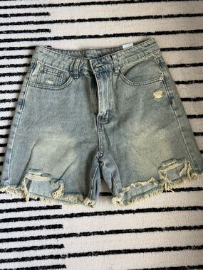 Distressed Light Blue Denim Women's Shorts